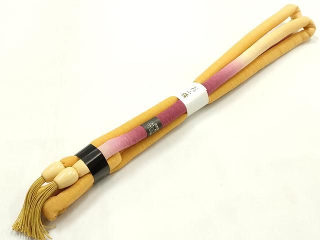 平和屋本店●和装小物 帯締め・帯揚げセット 丸ぐけ 霞文 暈し染め 撚り房 正絹 逸品 未使用 AABL9527ay