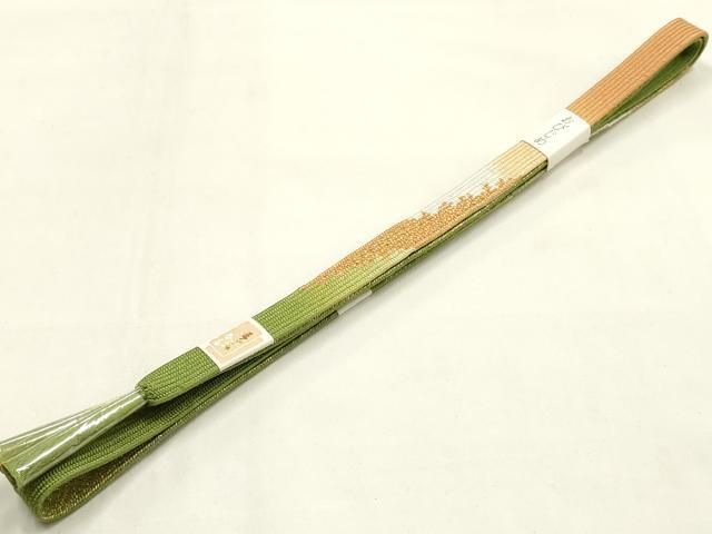 平和屋本店●和装小物 帯締め・帯揚げセット 高麗組 綾出し 雪輪花文 金糸 金彩 暈し染め 正絹 逸品 未使用 AABL9531ay