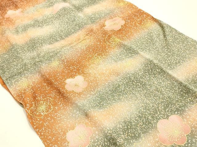 平和屋本店●和装小物 帯締め・帯揚げセット 藤三郎紐 平組 霞花文 金彩 暈し染め 正絹 逸品 未使用 AABL9539ay