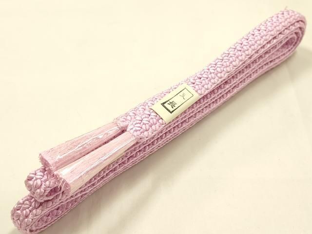 平和屋着物●和装小物 帯締め・帯揚げセット 平組 長尺 柄絞り 花柄 正絹 逸品 未使用 AABL9554ay
