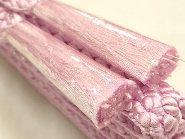 平和屋着物●和装小物 帯締め・帯揚げセット 平組 長尺 柄絞り 花柄 正絹 逸品 未使用 AABL9554ay
