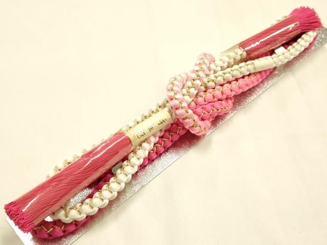 平和屋着物●和装小物 振袖用帯締め・帯揚げセット 総絞り 金糸 暈し 撚り房 正絹 逸品 未使用 AABL9558ay