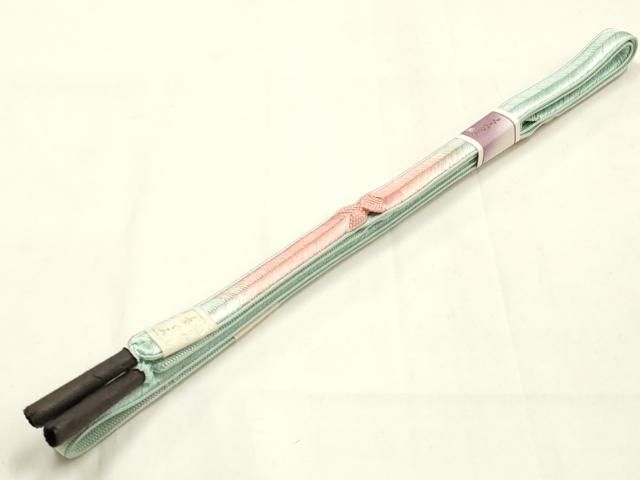 平和屋本店●和装小物 帯締め・帯揚げセット 大和高麗組 舞花文 暈し染め 銀糸 正絹 逸品 未使用 AABL9563ay