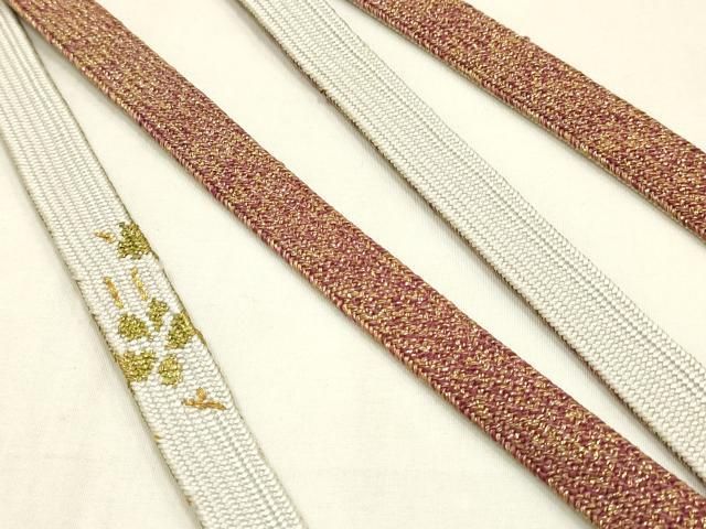 平和屋本店●和装小物 帯締め・帯揚げセット 高麗組 松葉 金糸 暈し染め 正絹 逸品 未使用 AABL9608ay