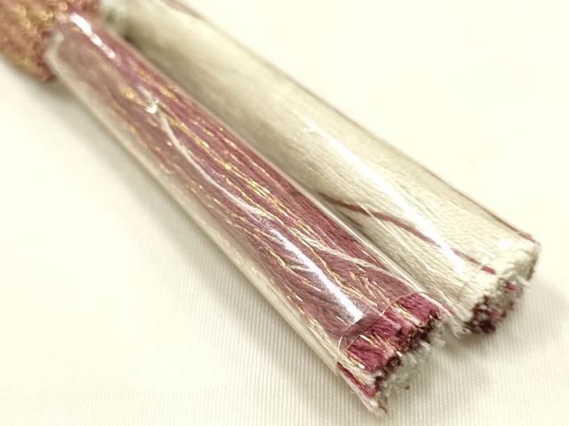 平和屋本店●和装小物 帯締め・帯揚げセット 高麗組 松葉 金糸 暈し染め 正絹 逸品 未使用 AABL9608ay