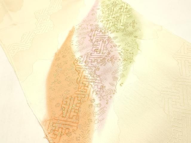 平和屋本店●和装小物 帯締め・帯揚げセット 高麗組 道長吉祥文 三分金糸 金銀彩 正絹 逸品 未使用 AABL9611ay