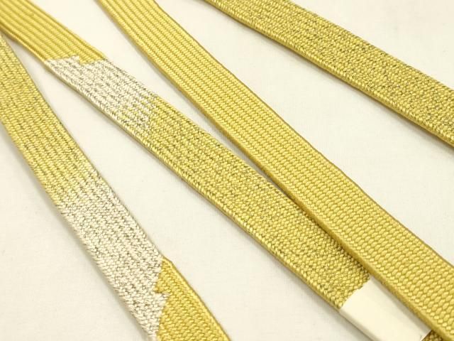 平和屋本店●和装小物 帯締め・帯揚げセット 高麗組 刺繍 七宝文 金糸 正絹 逸品 未使用 AABL9613ay