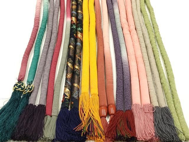 平和屋着物●和装小物 上質な帯締め10本セット 丸ぐけ 暈し染め 金糸 飾り玉 切り房・撚り房 正絹 逸品 AABL9628ay