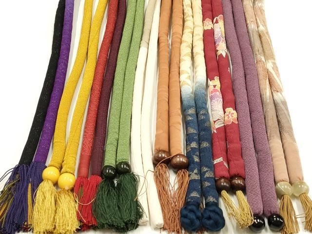 平和屋着物●和装小物 上質な帯締め10本セット 丸ぐけ 暈し染め 金彩 金通し地 飾り玉 切り房・撚り房 正絹 逸品 AABL9629ay
