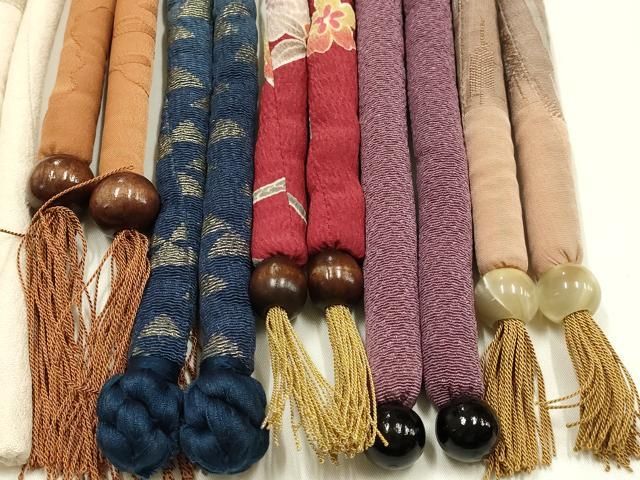 平和屋着物●和装小物 上質な帯締め10本セット 丸ぐけ 暈し染め 金彩 金通し地 飾り玉 切り房・撚り房 正絹 逸品 AABL9629ay