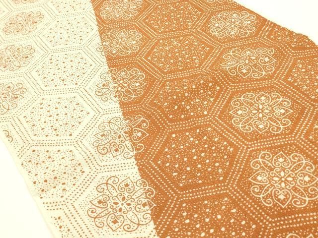 平和屋本店▼和装小物 帯揚げ 亀甲繋ぎ 花唐草 正絹 逸品 AABL9635ay