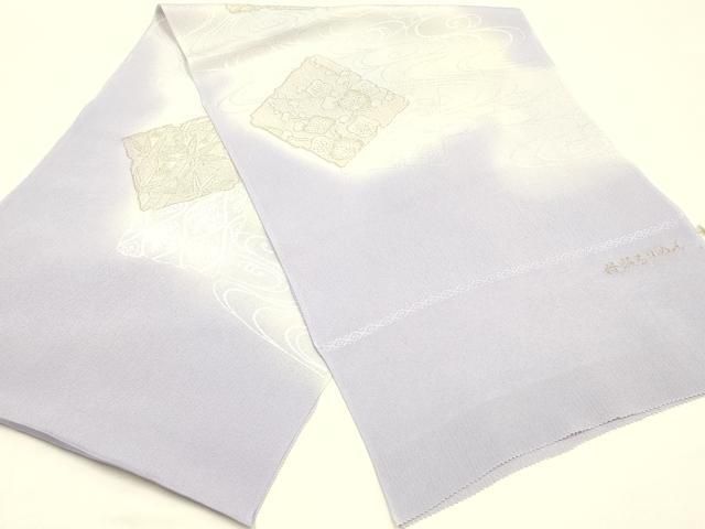 平和屋本店▼和装小物 帯揚げ 松竹梅 破れ色紙文 金糸 暈し染め 丹後ちりめん 正絹 逸品 未使用 AABL9643ay