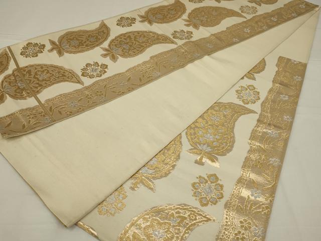 平和屋着物◎六通柄袋帯 花間道 金銀糸 正絹 逸品 AABL9803ou