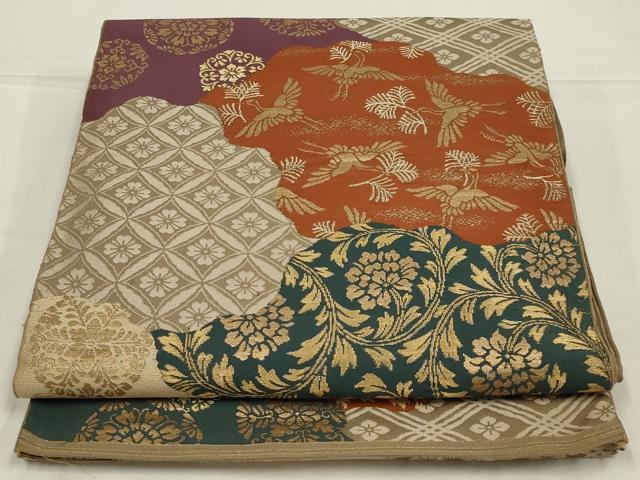 平和屋着物◎六通柄 京本袋帯 名物裂 金銀糸 正絹 逸品 AABL9826ou