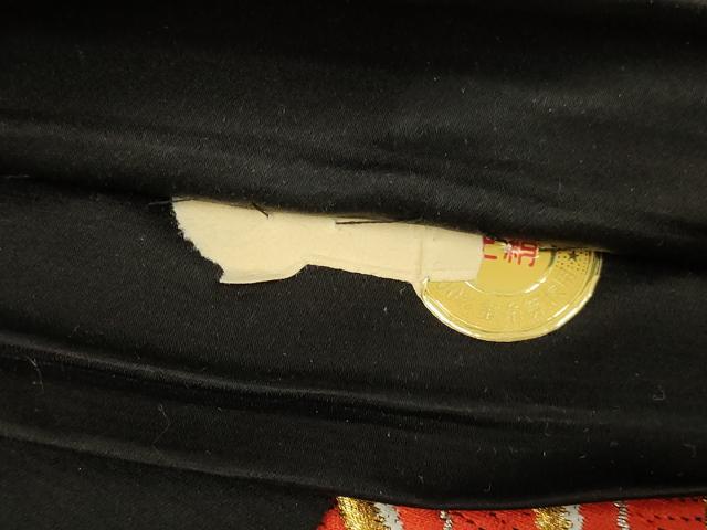 平和屋着物◎西陣 六通柄袋帯 唐織 立波舞蝶文 黒地 金銀糸 正絹 逸品 AABL9829ou