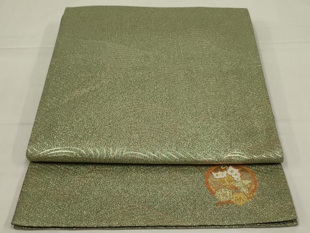 平和屋着物◎六通柄袋帯 立波花蝶丸文 金糸 正絹 逸品 AABL9838ou