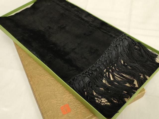 平和屋本店●ファッションデザイナー 花井幸子 和装小物 ショール ファー 黒 逸品 AABL9975ay