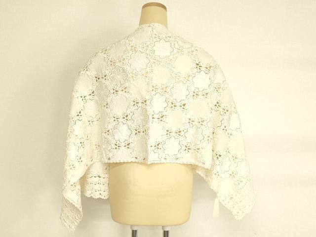 平和屋本店●和装小物 寿光織 ショール ストール 花柄 レース 共箱付き 逸品 未使用 AABL9976ay