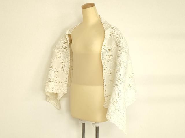 平和屋本店●和装小物 寿光織 ショール ストール 花柄 レース 共箱付き 逸品 未使用 AABL9976ay