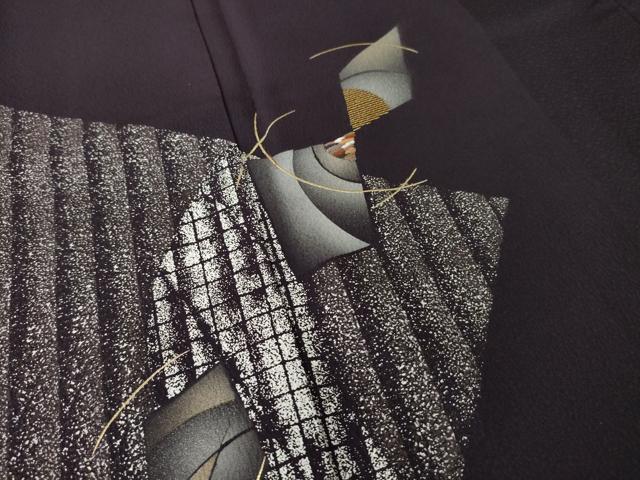 平和屋着物●訪問着 竹屋町刺繍 抽象文様 金彩 正絹 逸品 未使用 AABM0002ck