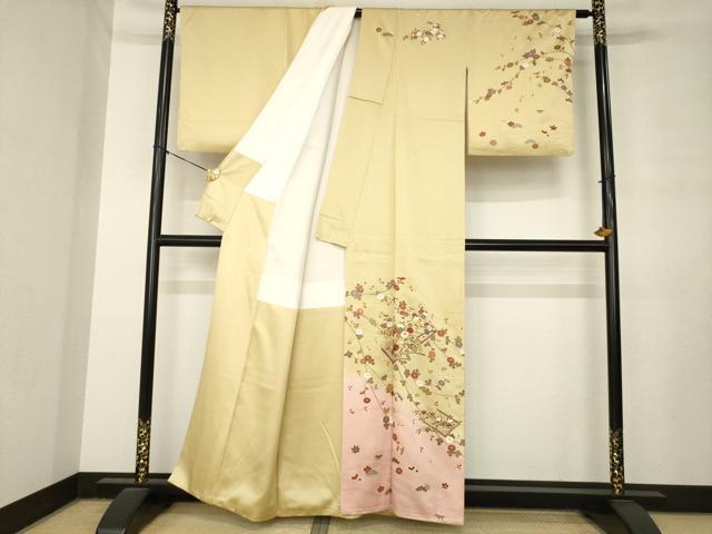 平和屋着物●訪問着 作家物 駒刺繍 冊子花文 暈し染め 金彩 正絹 逸品 AABM0005ck