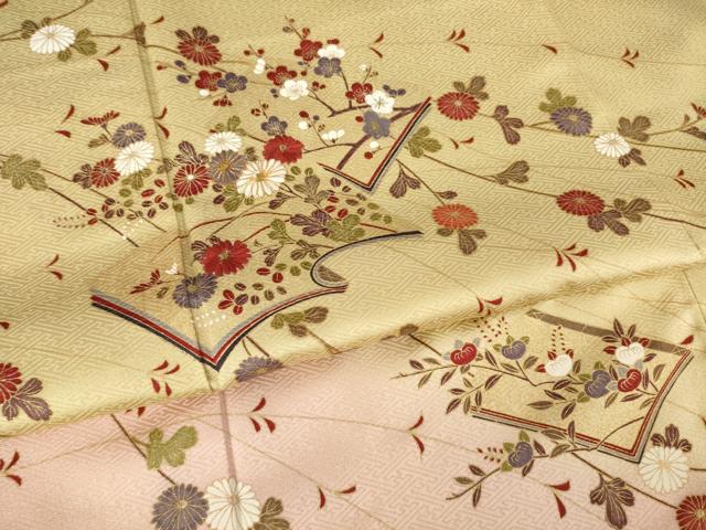 平和屋着物●訪問着 作家物 駒刺繍 冊子花文 暈し染め 金彩 正絹 逸品 AABM0005ck