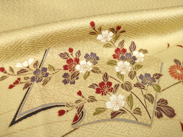 平和屋着物●訪問着 作家物 駒刺繍 冊子花文 暈し染め 金彩 正絹 逸品 AABM0005ck