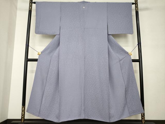 平和屋着物●上質な色無地 草花地紋 薄鼠色 正絹 逸品 AABM0006ck