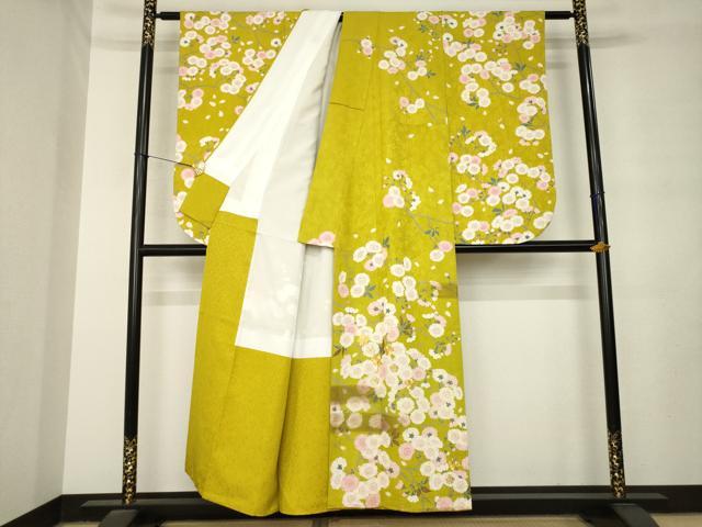 平和屋着物●訪問着 駒刺繍 枝花文 金糸 金彩 銀通し地 正絹 逸品 AABM0013ck