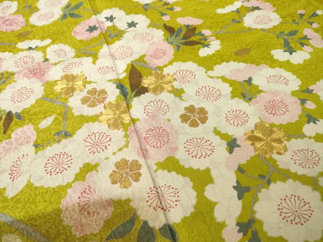 平和屋着物●訪問着 駒刺繍 枝花文 金糸 金彩 銀通し地 正絹 逸品 AABM0013ck