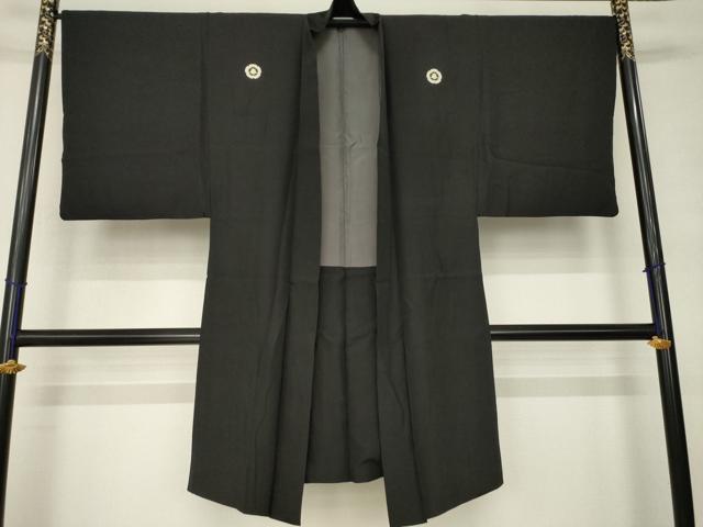 平和屋着物●男性 黒紋付 長羽織 正絹 逸品 AABM0020ck