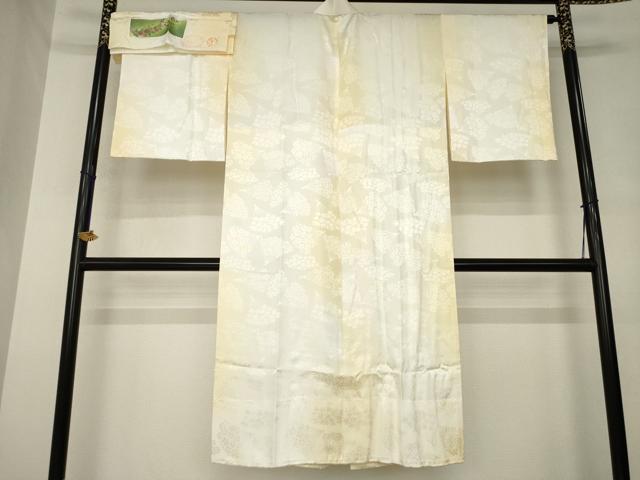 平和屋着物●長襦袢 無双仕立て 扇面花地紋 暈し染め ますいわ屋扱い 反端付き 正絹 逸品 未使用 AABM0034ck