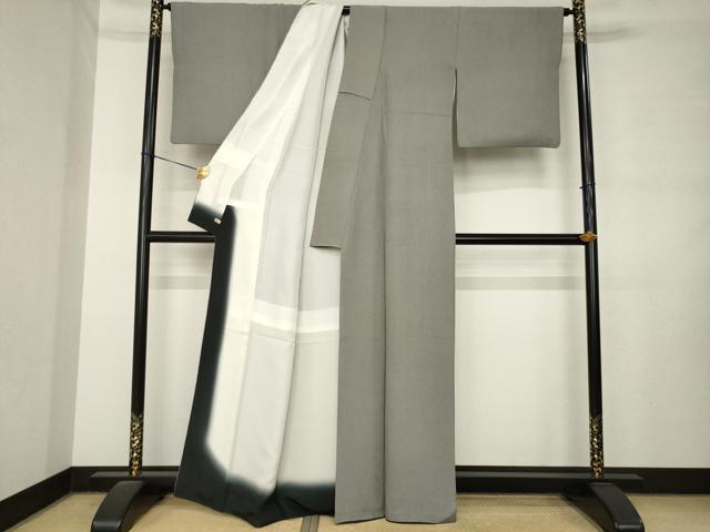 平和屋着物●伝統工芸師 服部光擴 江戸小紋 万筋 黒色×白色 正絹 逸品 AABM0037ck