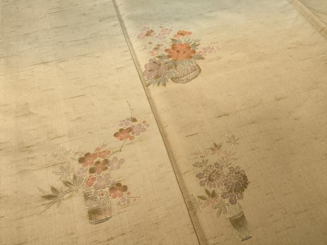 平和屋着物●訪問着 紬地 飾花文 暈し染め 金彩 正絹 逸品 AABM0043ck