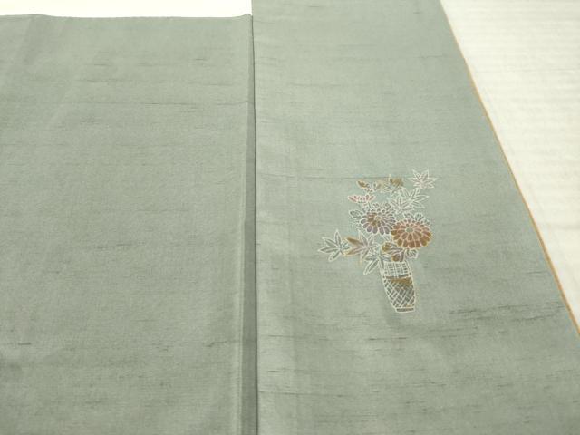 平和屋着物●訪問着 紬地 飾花文 暈し染め 金彩 正絹 逸品 AABM0043ck