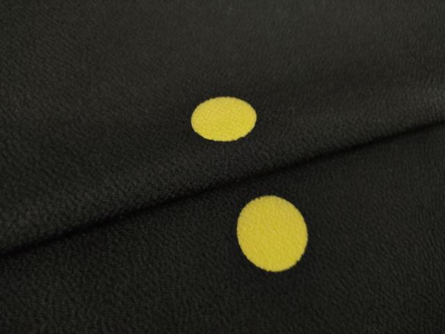 平和屋着物●上質な小紋 丸文 黒地 鬼しぼ縮緬 正絹 逸品 AABM0046ck