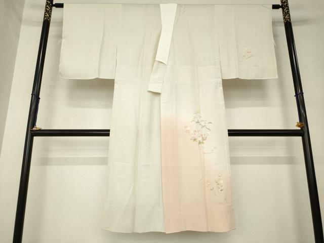 平和屋着物●長襦袢 無双仕立て 友禅 作家物 枝花文 暈し染め やまと誂製 正絹 逸品 AABM0051ck