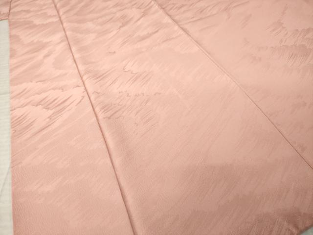 平和屋着物●上質な色無地 霞地紋 珊瑚色 正絹 逸品 AABM0053ck