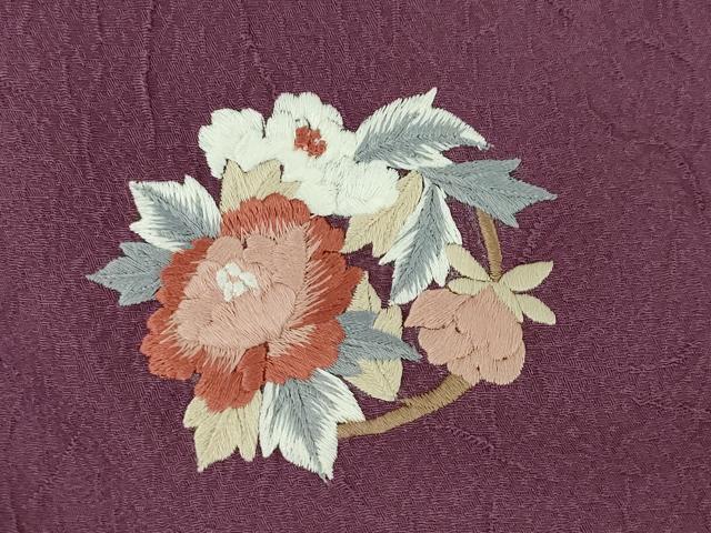 平和屋着物●上質な色無地 霞地紋 紫鳶色 松坂屋扱い 正絹 逸品 AABM0054ck