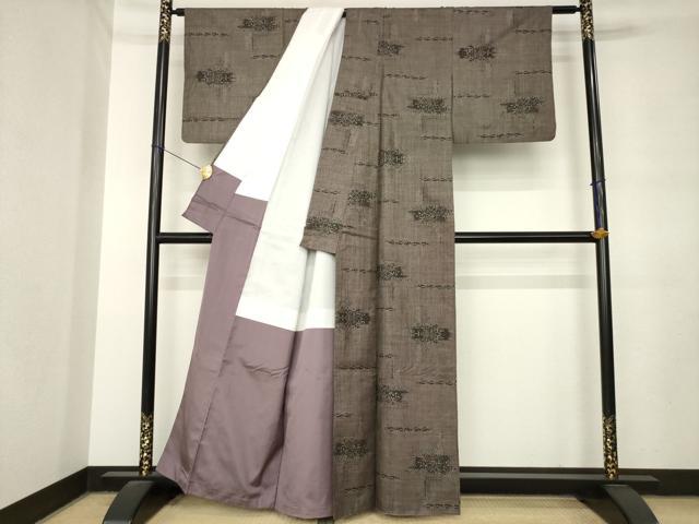 平和屋着物●本場大島紬 7マルキ 扇面花文 正絹 逸品 AABM0058ck