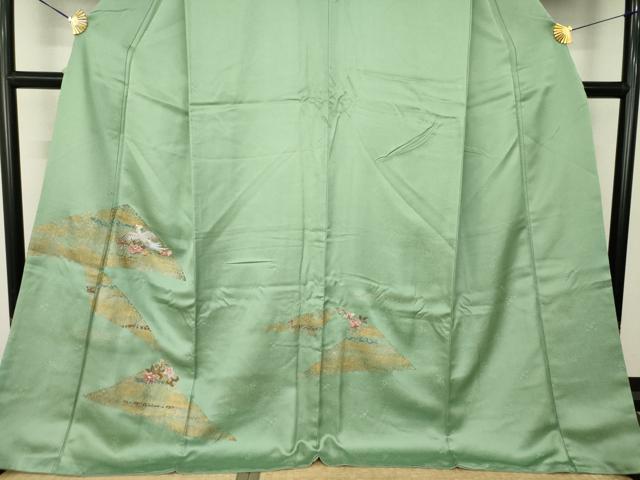 平和屋着物●訪問着 刺繍 花鳥文 金銀彩 ロング丈 正絹 逸品 AABM0059ck