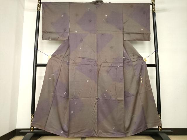 平和屋着物●上質な小紋 作家物 紬地 舞花文 ろうけつ染 正絹 逸品 AABM0060ck