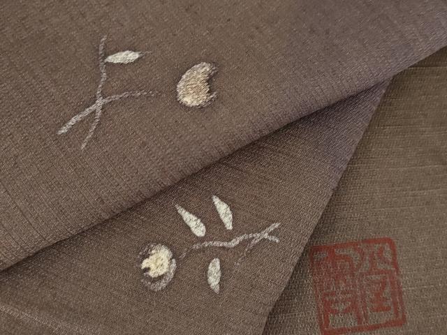 平和屋着物●上質な小紋 作家物 紬地 舞花文 ろうけつ染 正絹 逸品 AABM0060ck