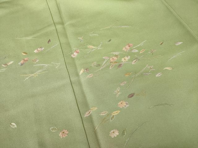 平和屋着物●訪問着 総刺繍 草花文 暈し染め 正絹 逸品 AABM0061ck