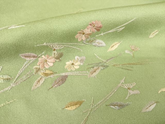 平和屋着物●訪問着 総刺繍 草花文 暈し染め 正絹 逸品 AABM0061ck