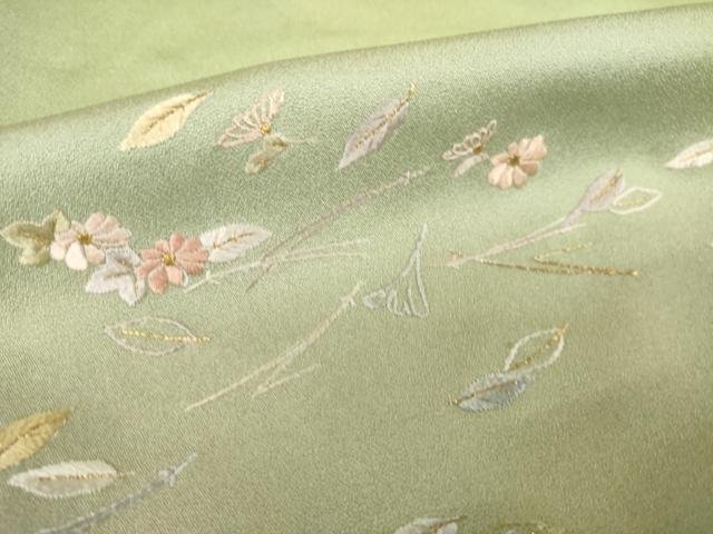 平和屋着物●訪問着 総刺繍 草花文 暈し染め 正絹 逸品 AABM0061ck