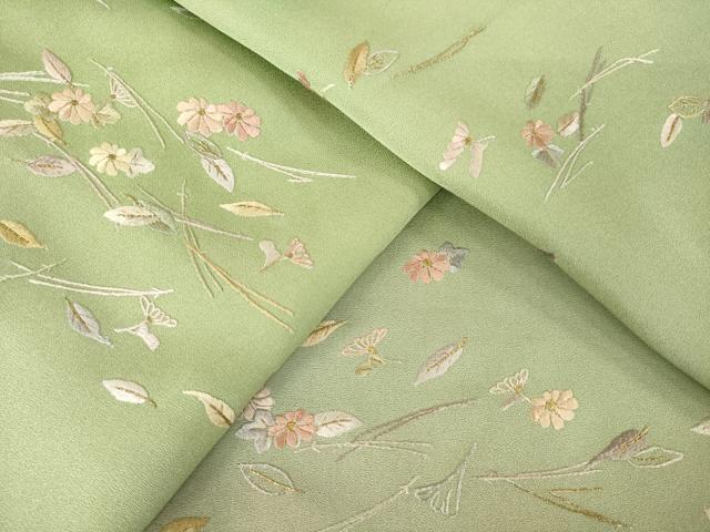平和屋着物●訪問着 総刺繍 草花文 暈し染め 正絹 逸品 AABM0061ck