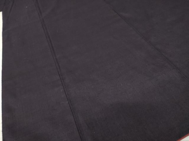 平和屋着物●結城紬 色無地 黒紅色 ロング丈 正絹 逸品 AABM0064ck