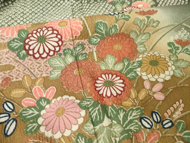 平和屋着物●訪問着 エ霞花文 暈し染め 金彩 正絹 逸品 AABM0074ck