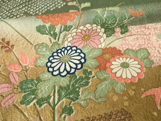 平和屋着物●訪問着 エ霞花文 暈し染め 金彩 正絹 逸品 AABM0074ck